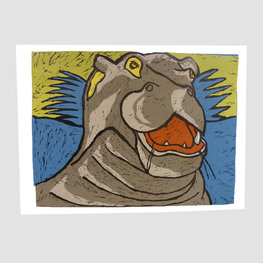 'Nijlpaard' van Bob van Buuren 59x48 cm